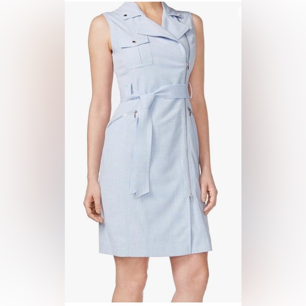 NWT Calvin Klein Sleeveless Collar Neck Fitted Coat Jacket Dress Size 12